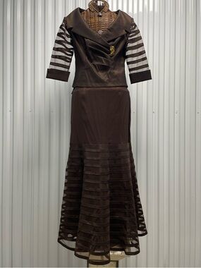 2 piece KM Collections by Milla Bell Brown Evening Dress